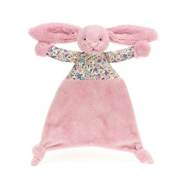 Jellycat Kocyk przytulanka z makskotką króliczkiem z uszami w róż kwiatki 25 x 22 cm - Tulmisie